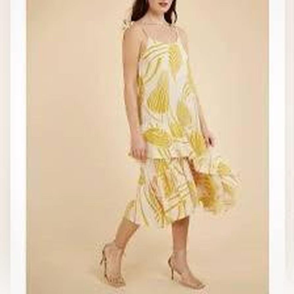 Frnch Paris yellow midi dress Size XS